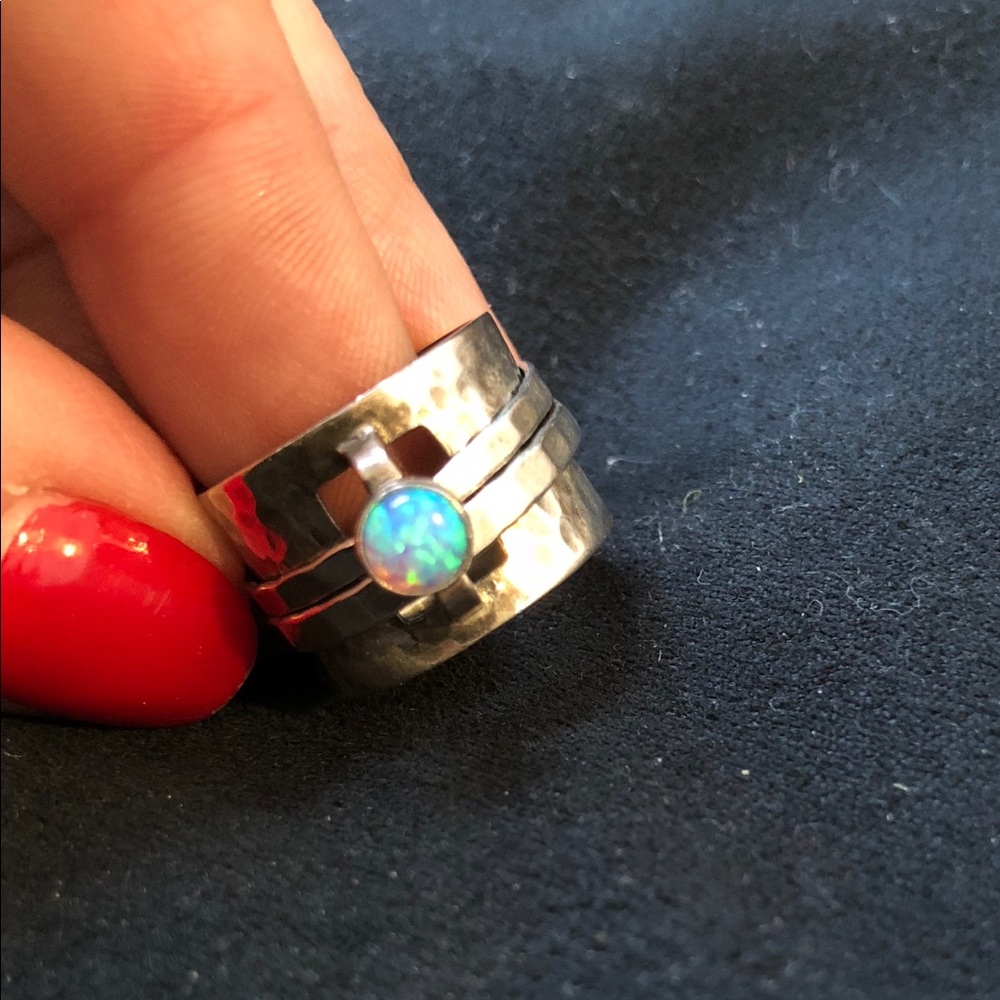 Silpada sterling silver and faux opal ring, size 5